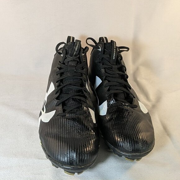 Under Armour Spine Fierce MC Black Mens 10 Football Cleats 1269740-001 White UA - Picture 3 of 15